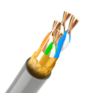 Cable Ethernet SFTP Cat 5e de 0.52mm con Par Trenzado de Cobre Desnudo BC, Cubierta de PVC para Interiores, para Panel de Conexiones LAN, Prueba de Cableado Aprobada - Product Image 1