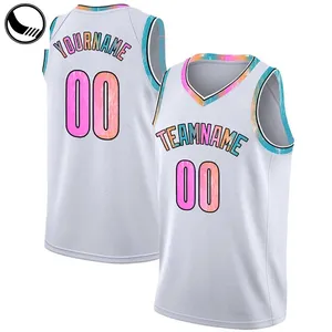 Toptank rayé pas cher réversible avec chiffres dernier design rétro personnalisé bleu clair maillot de basket-ball pour enfants