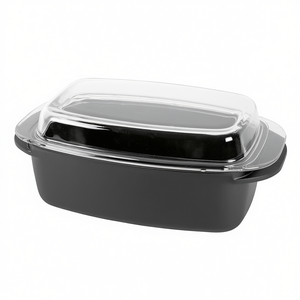 KARL KRGER Universal Roasting <b>Pan</b> 6L 33x21cm Metal Oven Safe with Glass Cover Plastic <b>Handle</b> Durable - Product Image 2