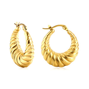 Boucles d'oreilles créoles en acier inoxydable plaqué or, design géométrique, bijoux de mode pour femme, idéales pour les soirées - Product Image 5