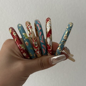 New Elegant Enamel Glaze Flower Texture Italian Charms Christian Unisex <b>Retro</b> Gold Plated Trendy Floral Bangle <b>Gift</b> Jewelry - Product Image 4