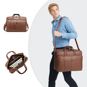 Custom OEM Luxury PU Leather Office Business Brief Case Laptop Tote Bag Briefcase for men
