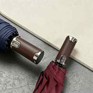 Parapluie personnalisé avec logo, diamètre 105 cm, 10 baleines, UPF50, pliage 3 volets, revêtement noir, ouverture automatique, coupe-vent, pour les trajets quotidiens, les voyages et la promotion de marque - Product Image 1