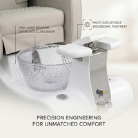 Fauteuil de pédicure de luxe avec massage par airbag, bulles, thérapie lumineuse LED 7 couleurs, massage pétrissant entièrement automatique, en cuir PU pour salon de manucure