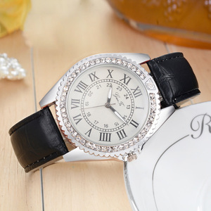 Nuevo reloj de mujer con estilo, conjunto de diamantes, correa de cuero, reloj de cuarzo, reloj de pulsera con números romanos para mujer - Product Image 2
