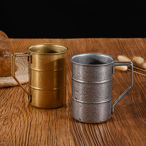 Retro Stainless Steel <b>Mug</b> 304 Metal Coffee Beer Cup Outdoor Use Distressed Design - Product Image 1