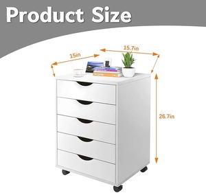 Archivador de Madera Moderno <span class=keywords><strong>para</strong></span> Oficina en Casa YQ FOREVER, Color Blanco, con 5 Cajones - Product Image 5