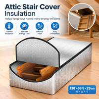 Couverture isolante portable pour escalier de grenier AeroMara, en aluminium et bulles d'air, argentée, 138x63.5x28cm, Chine