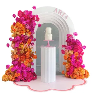 Цветочная композиция ручной работы розовая шелковая Роза ряд свадебных цветов арочный Декор