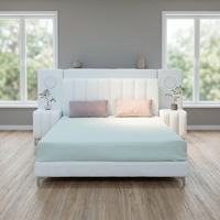 Cadre de lit rembourré moderne avec lampe de lecture LED et table de chevet, lit plateforme en tissu de luxe pour mobilier de chambre