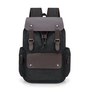 High Quality Retro Men's Large Capacity <b>Canvas</b> Bag Casual School Bag Business Trip Laptop <b>Backpack</b> Bag for Men - Product Image 1