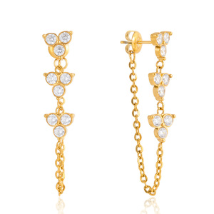 ต่างหูแฟชั่นทรงโคมระย้า ชุบทอง ประดับเพชรซิร์คอนรูปดอกไม้ พร้อมพู่ห้อย สำหรับผู้หญิง เหมาะสำหรับงานปาร์ตี้ - Product Image 5