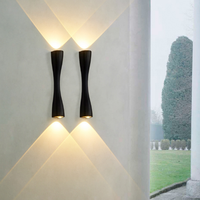 Lampe murale LED moderne en forme de corne 6W pour jardin, villa, extérieur, double tête, étanche, éclairage haut et bas