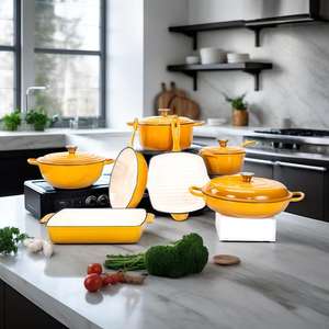 Ensemble de 7 fours hollandais en fonte émaillée-<span class=keywords><strong>boulanger</strong></span> à pain antiadhésif, casserole de cuisine et ustensiles de cuisine - Product Image 4