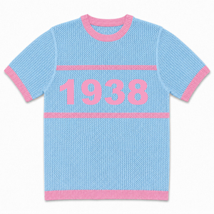 Suéter de <span class=keywords><strong>punto</strong></span> personalizado verde griego y rosa, estilo casual, cuello redondo, manga corta, para verano, para <span class=keywords><strong>mujer</strong></span>, de hermandad - Product Image 4