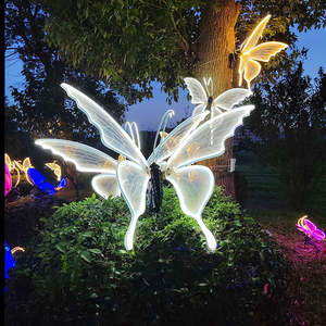 إضاءة خارجية ديناميكية على شكل فراشة مضيئة، إضاءة زخرفية لشجرة الحديقة في عيد الميلاد، إضاءة محاكاة لفراشة كبيرة - Product Image 1