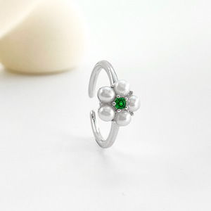 S925 <b>Silver</b> <b>Adjustable</b> Open-Band <b>Ring</b> with Natural Freshwater Pearl High-Quality Jewelry Wholesale - Product Image 2