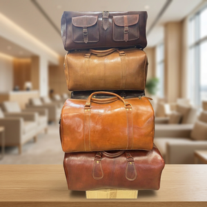 Sac de voyage unisexe de luxe classique en cuir véritable de haute qualité, élégant, avec poignée souple et fermeture éclair intégrée - Product Image 6