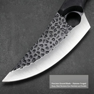 Couteau à désosser forgé à la main, en acier à haute teneur en carbone, manche en bois, lame courbée et tranchante pour la découpe de viande, poisson, volaille, cuisine domestique - Product Image 2