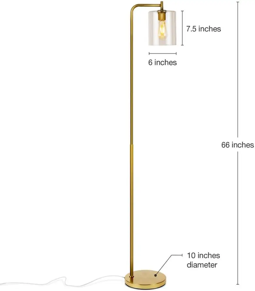 リビングルームベッドルームスタンディングインダストリアルライトハンギングガラスランプシェード/ヴィンテージトールポールダウンライト用フロアランプ
