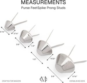 CRAFTMEMORE Cone Brads <b>Purse</b> Feet Handbag Flat Nailheads Spike Prong Studs Avail In Multiple Sizes PCS Mm Silver - Product Image 5