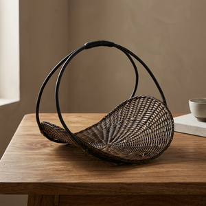 Panier de rangement artisanal rond, style rustique, en fibres végétales, organisateur de salon, porte-jouets - Product Image 3
