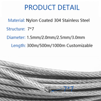 7*7 Nylonbeschichtetes Drahtseil 3mm 3mm Kabel Kunststoffbeschichtetes Edelstahl-Drahtseil Balkon Unsichtbares Diebstahlschutznetz
