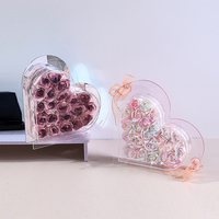 Valentijnsdag Bruiloft Decoratieve Geconserveerde Roze Bloem Hartvorm Eeuwige Geurende Zeep Acryl Box Concurrerende Prijs