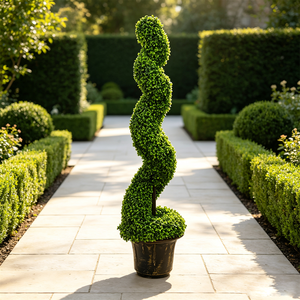Arbre topiaire en spirale artificiel, plante en plastique en pot, buis torsadé, résistant à l'eau, résistant aux UV, verdure pour jardin extérieur, patio - Product Image 3