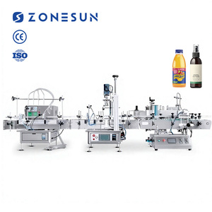 ZONESUN automatique bureau huile eau vin bouteille liquide savon pot remplissage bouchage et étiqueteuses ligne pour bouteilles rondes - Product Image 1