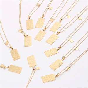 Kalung Zodiak Kotak 12 Besi Tahan Karat, Kalung Zodiak <span class=keywords><strong>Tarot</strong></span> Populer IP 18K Lapis Emas - Product Image 5