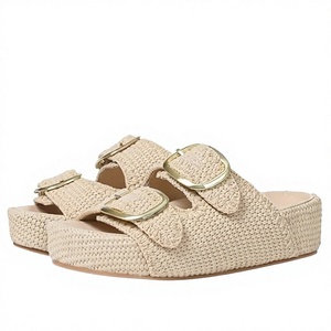Ladies Fashion PU Leather <b>Flat</b> <b>Sandals</b> Light Weight Summer Open Toe Buckle Breathable Rubber Outsole Trendy Design - Product Image 3