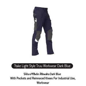 Pantalon de travail style léger Ttake, bleu foncé, avec poches et genoux renforcés pour usage industriel - Product Image 2
