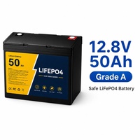 بطارية ليثيوم قابلة لإعادة الشحن 12.8 فولت 50 أمبير في الساعة، حزمة بطارية LiFePO4 ذات دورة عميقة مع نظام إدارة البطارية المدمج للطاقة الشمسية المنزلية وعربات التخييم