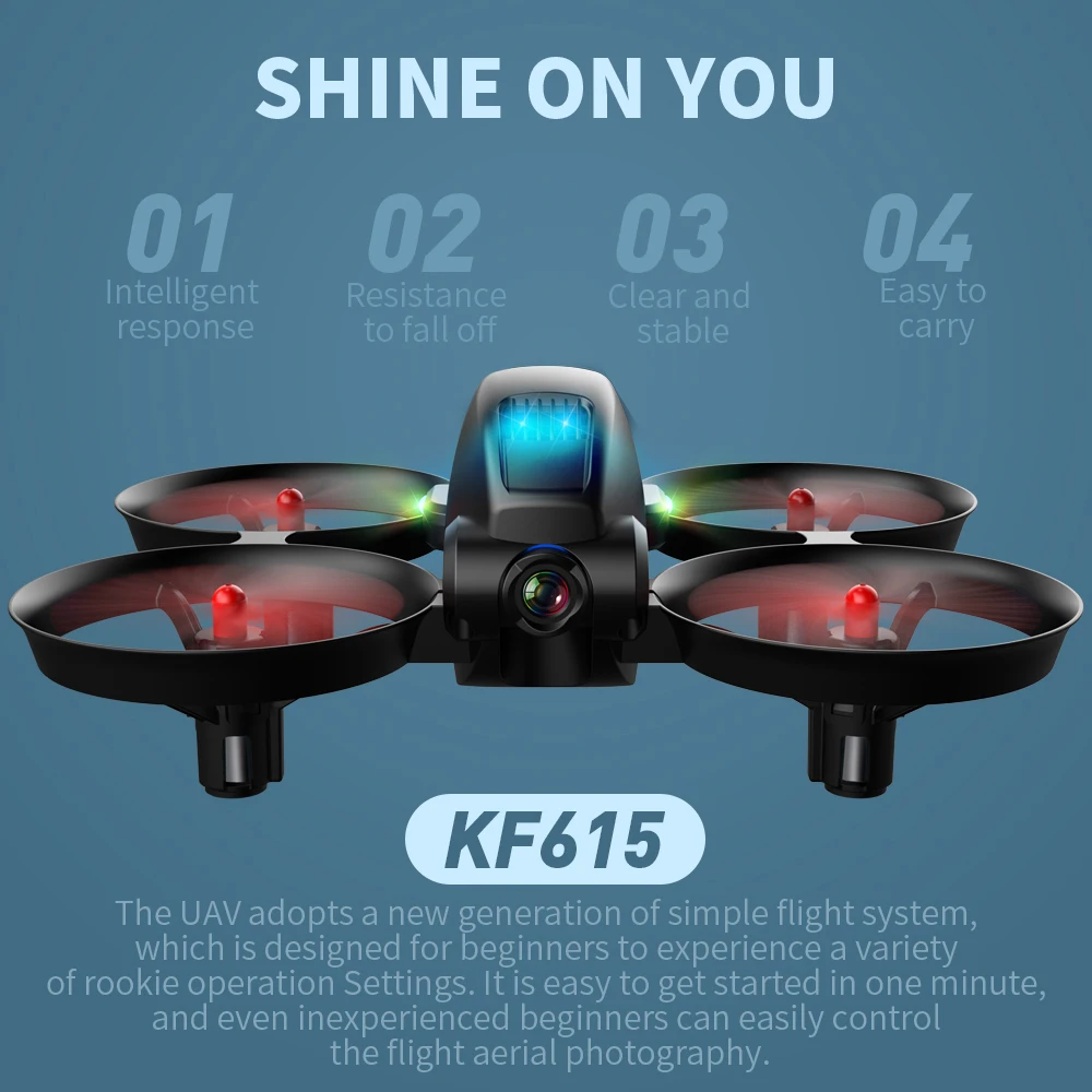 New Arrival KF615 Drone 720P Dual Camera WiFi Fpv Pressure Height Maintain Foldable Quadcopter RC Mini Drones Toys Gift for kids