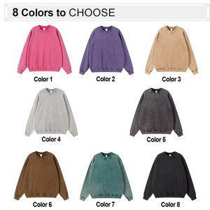 Weirui Custom Logo Heavyweight <b>Vintage</b> Streetwear Crewneck 100%cotton Acid Washed <b>Oversized</b> Unisex Mens Hoodies & <b>Sweatshirts</b> - Product Image 6