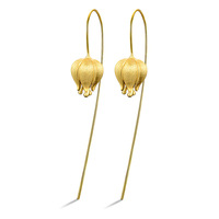 Boucles d'oreilles pendantes fleur tulipe en argent sterling 925 et or 18 carats Bijoux de mode pour femmes pour fête ou cadeau