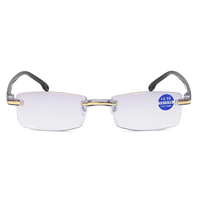 2025 hommes diamant coupe bord lunettes de lecture Anti-bleu clair bleu Film intégré en gros métal lunettes de lecture