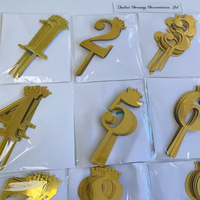 Pas cher 10pcs Pack Nouveau Numéro d'Or Joyeux Anniversaire Gâteau Topper Acrylique Numéro Gâteau Topper Dessert Table Gâteau Décoration
