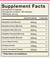 Capsules de complexe d'organes de bœuf à marque privée OEM, mélange 5 en 1 (foie, rein, cœur, rate) – Complément alimentaire pour adultes 500mg-1500mg