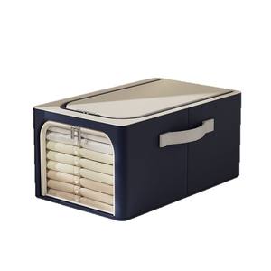 Caja de almacenamiento, organizador de ropa, contenedor de almacenamiento rectangular plegable de tela para armario con asa para uso doméstico - Product Image 1