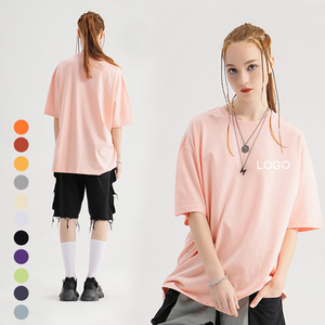 High Quality Wholesale Men's Oversize 100% Cotton Knitted Solid Casual Blank T-Shirts Streetwear Breathable 220g O-Neck - Product Image 3