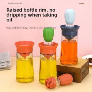Bbq Baking Kitchen Gadgets With Silicone <b>Brush</b> 2 in 1 Cooking Glass Dropper Measuring Oil Dispenser <b>Bottle</b> - Product Image 2