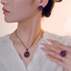 Vintage Eco-friendly Copper Jewellery Sets <b>for</b> Women Wholesale 12*16-10*12mm Dried Rose Cut Cubic Zirconia Bulk Sale Jewelry Set - Product Image 4