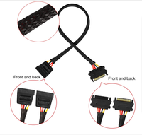 Cable de extensión de alimentación macho a hembra SATA15Pin trenzado de nailon de 0,3 m 18AWG Serial SATA Disco duro PC Cables convertidores de potencia