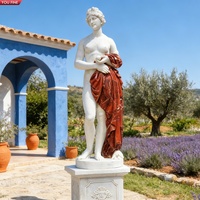 YOUFINE Sculpture de jardin européenne en marbre, taille réelle, personnalisée, sculptée à la main dans la pierre naturelle, Vénus et Pomme d'Or, vente directe
