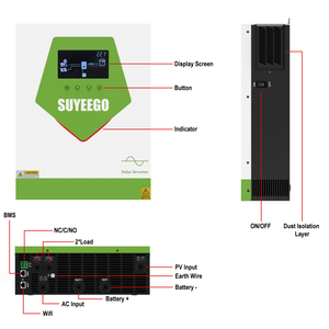 SUYEEGO Nouveau Design <span class=keywords><strong>4500</strong></span> w 4.5kw 24vdc Onduleur solaire hybride à onde sinusoïdale pure Mppt <span class=keywords><strong>4500</strong></span> <span class=keywords><strong>Watt</strong></span> Onduleur pour la maison Garantie de 2 ans - Product Image 2