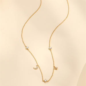 Collar de Plata de Ley 925 con Diseño Simple de Estrella, Luna y Agua para Mujer - Product Image 4