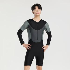 Maillot de <span class=keywords><strong>bain</strong></span> une pièce complet pour <span class=keywords><strong>homme</strong></span> de <span class=keywords><strong>grande</strong></span> <span class=keywords><strong>taille</strong></span> pantalon long combinaison d'été sexy crème solaire à manches longues respirant motif solide - Product Image 6