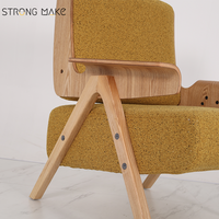 Occasionnellement Lounge Accent Chair Modern Nordic Leisure Relax Fauteuil en cuir en bois de luxe pour la maison et le salon